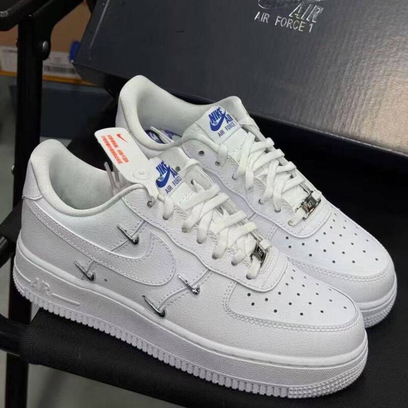 Nike Air Force 1 Women's Four-Swoosh White and Blue Low-Top Sneakers Ct1990-100 Nike Air Force 1 Women's Four-Swoosh White and Blue Low-Top Sneakers Ct1990-100