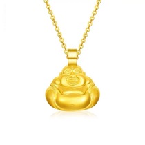 Zhaixi Jewelry 3D Hard Gold Maitreya Buddha Pendant Pot Gold 999 Pendant Neck