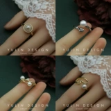 Ретро кольцо из жемчуга, на указательный палец, французский стиль, легкий роскошный стиль