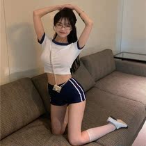 Day Ensemble Gymnastics Suit Summer Hot Girl Suit Women 2021 New Fashion Sports Short Sleeve T-shirt Tight Fit Super Shorts