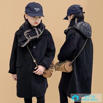 Girl bifacial cashmere big coat autumn winter CUHK Scout black double sided wool coat in wool coat in long style coat