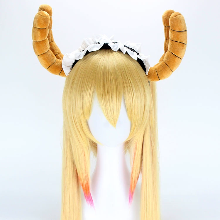 Kobayashi Rồng Của Người Giúp Việc Torconna Cosplay Bộ Tóc Giả Đôi Đuôi Ngựa 3 Màu gradient Tóc Giả Mũ Trùm Đầu