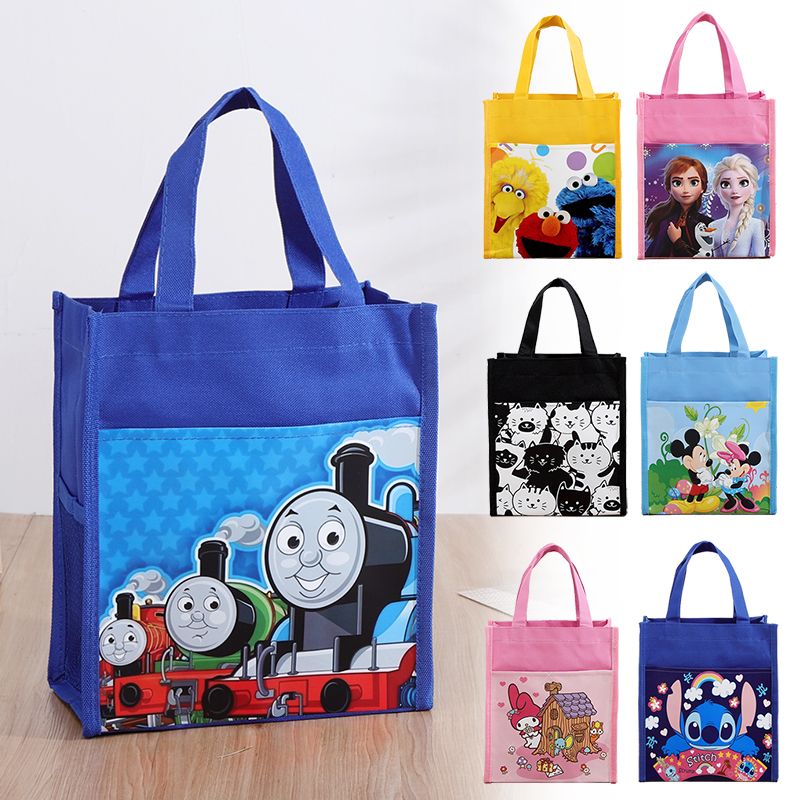 Waterproof bento with student lunch tote bag cartoon children rectangular four-grid empty plate Bento bag