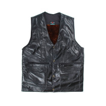 Winter dosing pu leather waistcoat in old age mens waistcoat Shoulder Warm Cotton Vest Leather Yu Loose Waistcoat Thickened Jacket