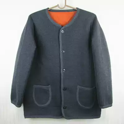 Elderly men's warm jacket cardigan plus velvet inside and outside wearing knitwear round neck Old Man shirt grandpa buckle cotton coat