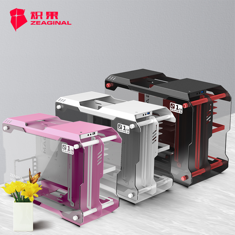 Blazing Fruit ZC-01M Mini Matx Double Sided Full Side Transparent Portable All Aluminum Desktop Open Convenient White Water Cooled Chassis