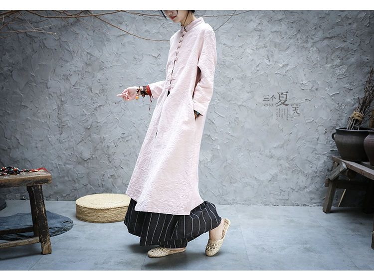 Văn học retro hàng ngày Trung Quốc quần áo kính chắn gió phong cách Trung Quốc Quần áo Zen dài lỏng cotton áo khoác áo khoác Zen áo choàng trẻ em áo khoác dạ nữ