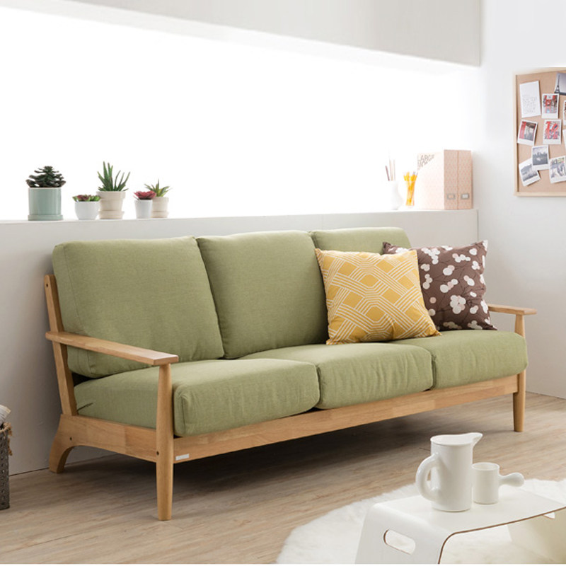 Nordic Solid Wood Sofa Composition Living Room Minima Modern Oak Sunday Style Single Trio with small family sofa