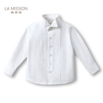 Ramisong Child Law Vertical Collar Pressure Pleats Pure Cotton Shirt Boy Short Sleeve White Shirt Performance White Long Sleeve Shirt
