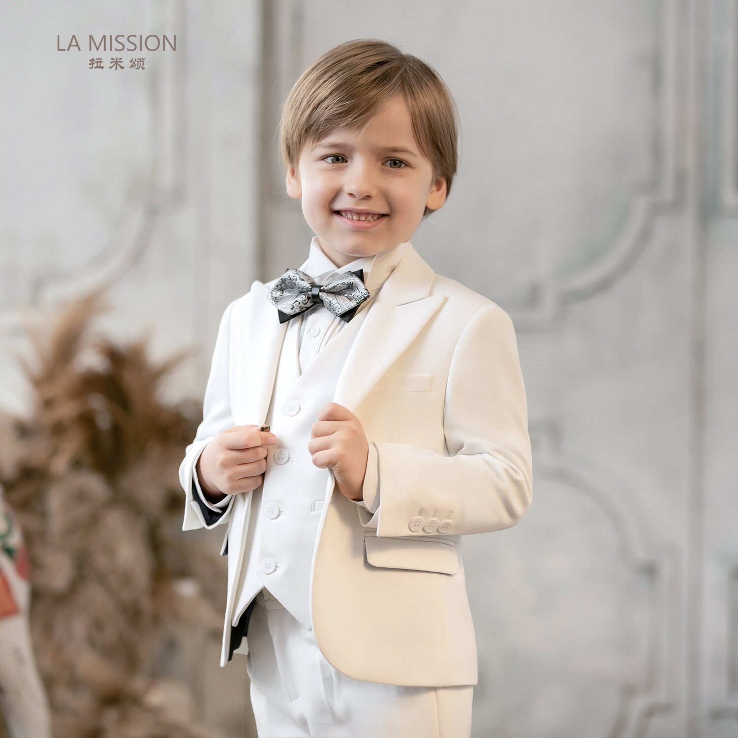 Lamison's new white boy suit big boy piano performance suit host suit children's catwalk dress baby