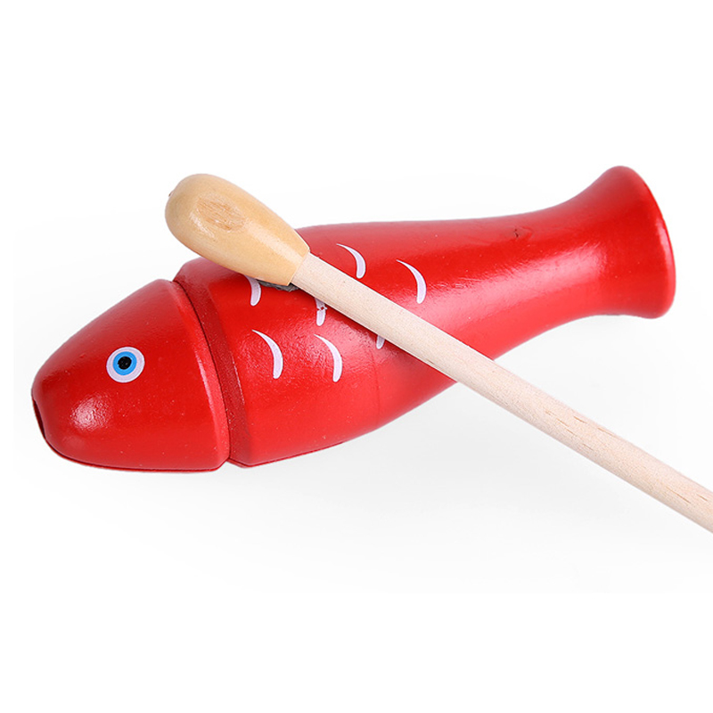 Orff bộ gõ đồ chơi giáo dục Bọ cạp hình con cá dạy nhạc cho trẻ em bằng gỗ đỏ trống hình con cá nhỏ đồ chơi trí tuệ cho bé