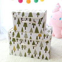 Home cotton linen fabric storage box sundries toy storage box with lid storage box foldable