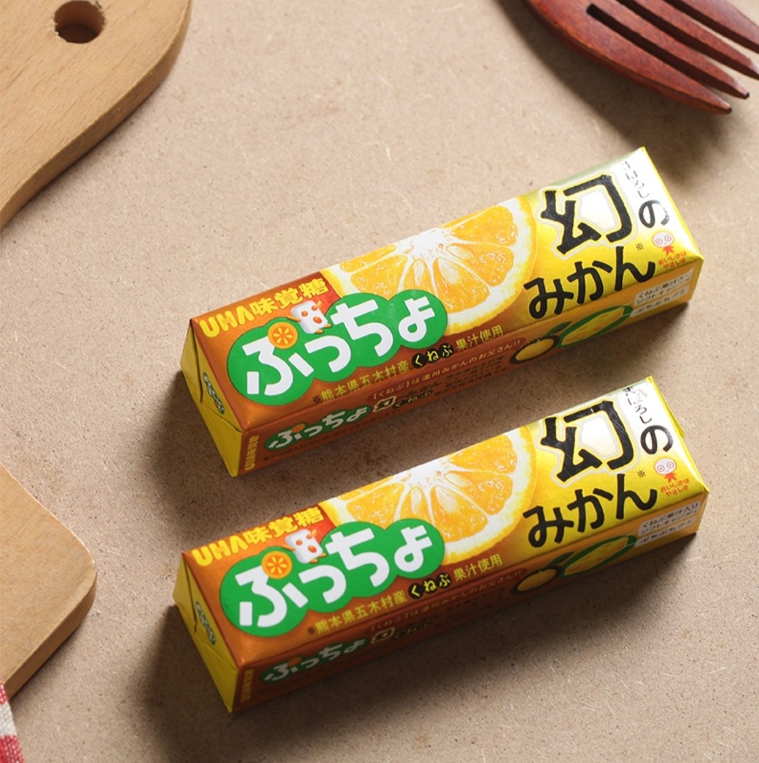 Japan UHA Yuha taste candy Puccho Puchao clear see citrus juice sandwich fudge candy 50g