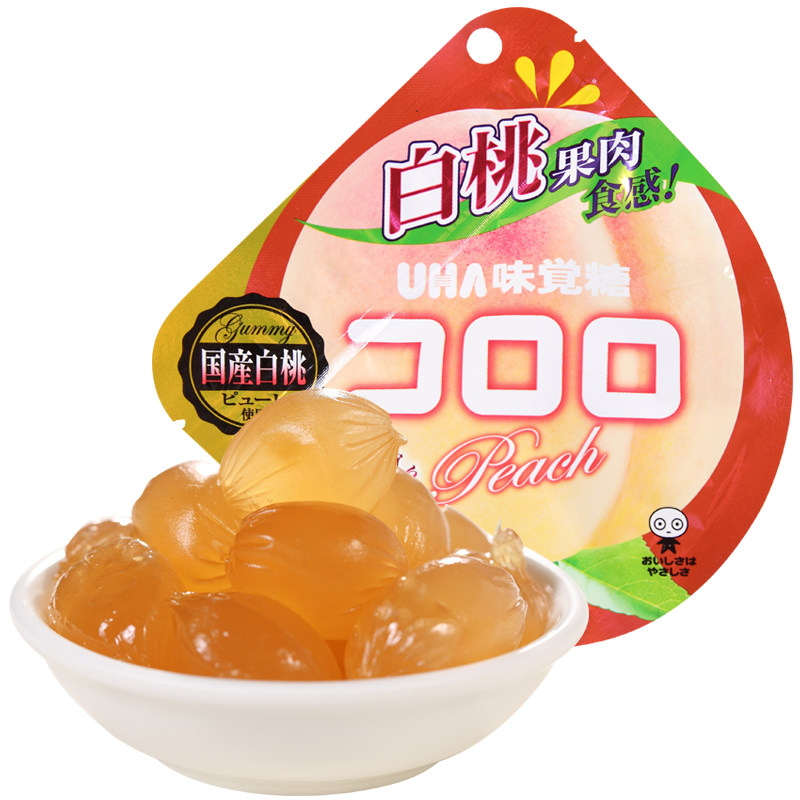Japan UHA Yuha cororo taste sugar White peach peach gummy 40g frozen flavor is good