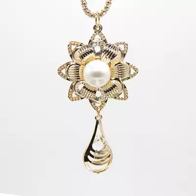 Foreign trade tail single Joker decorative sweater refining female long version fashion simple golden flower crystal tassel Pearl
