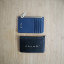 ab card bag solid color horizontal zipper card bag multi-card unisex agb leather