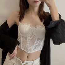 Heavy industry vest ~ Pure White sexy lace half cup soft steel ring girl French U-shaped bra sex suit