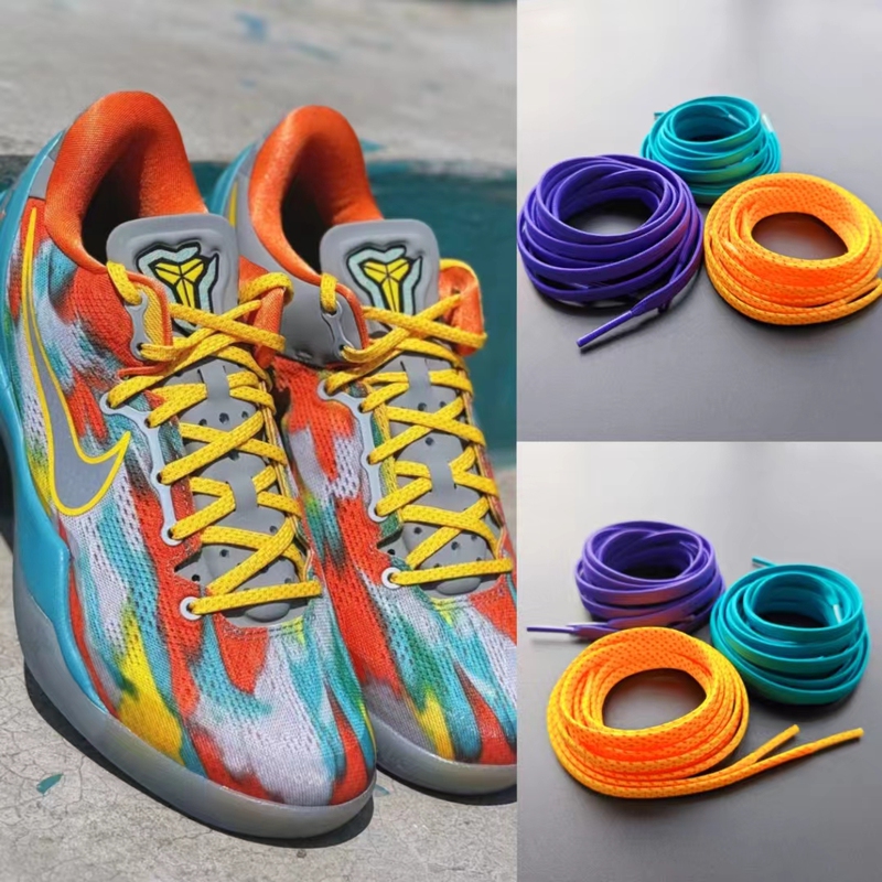 Suitable for Kobe 8 Venice Shoelaces, Kobe 8 Gigi Black Gold Low-Top Basketball Shoelaces, Original White Green White Purple Shoelaces