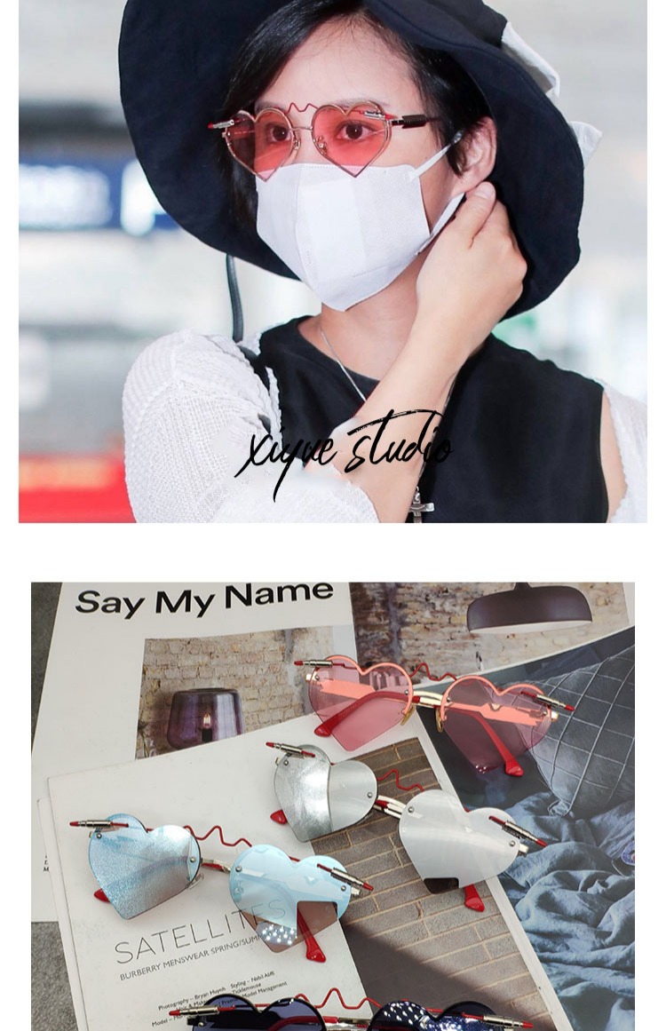 Zhao Liying với bãi biển kỳ nghỉ bên bờ biển kính râm heartbeat yêu màu đỏ hình trái tim kính râm hipster kính nữ - Swiss Army Knife dao xếp đa năng victorinox