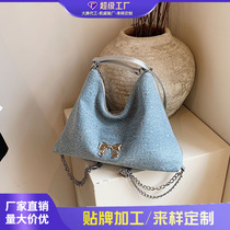 High-end bow tote bag for women 2024 new large capacity fashionable versatile shoulder bag simple backpack