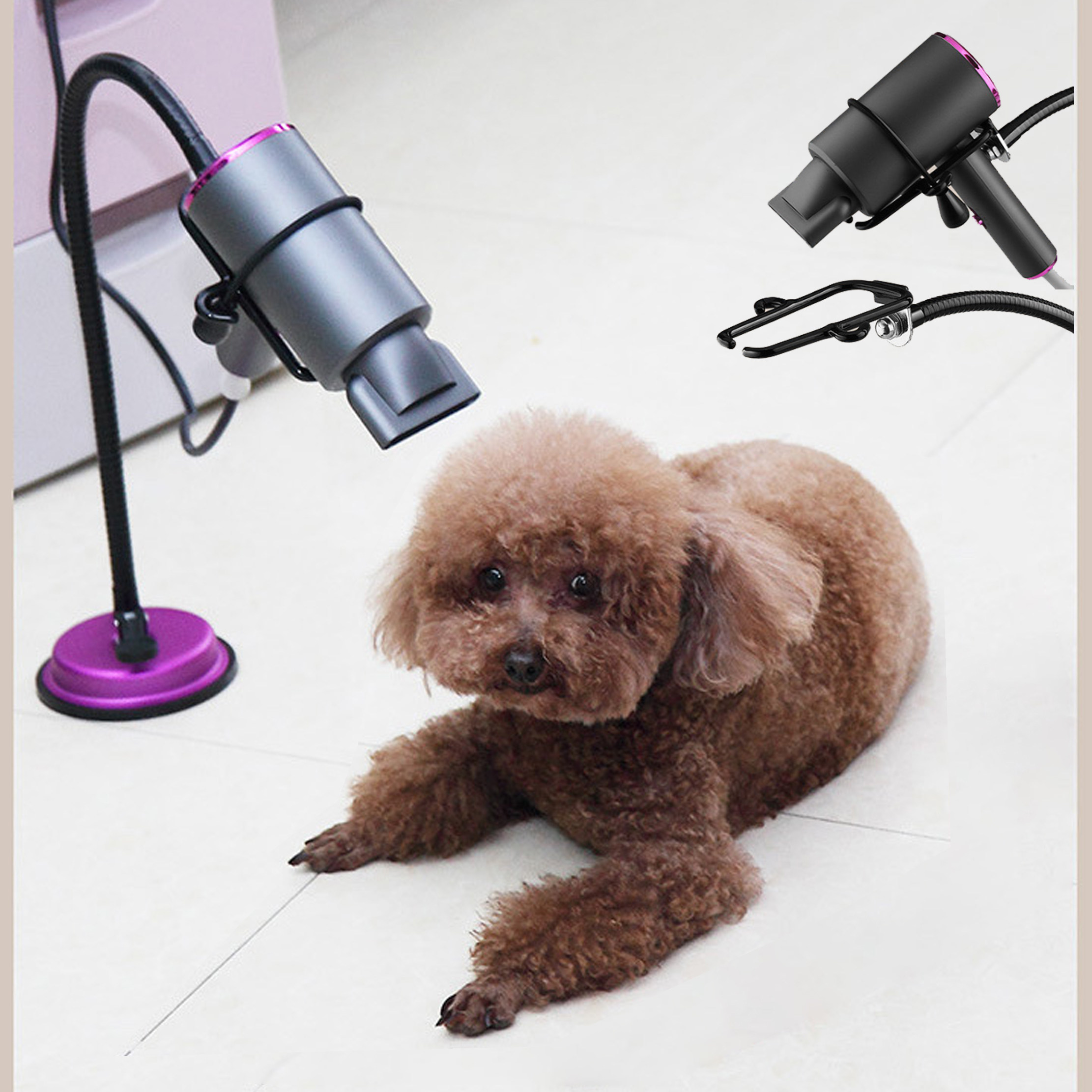 Cross-border dog hair dryer bracket suction cup pet hair dryer bracket lazy hair dryer bracket through the pet store