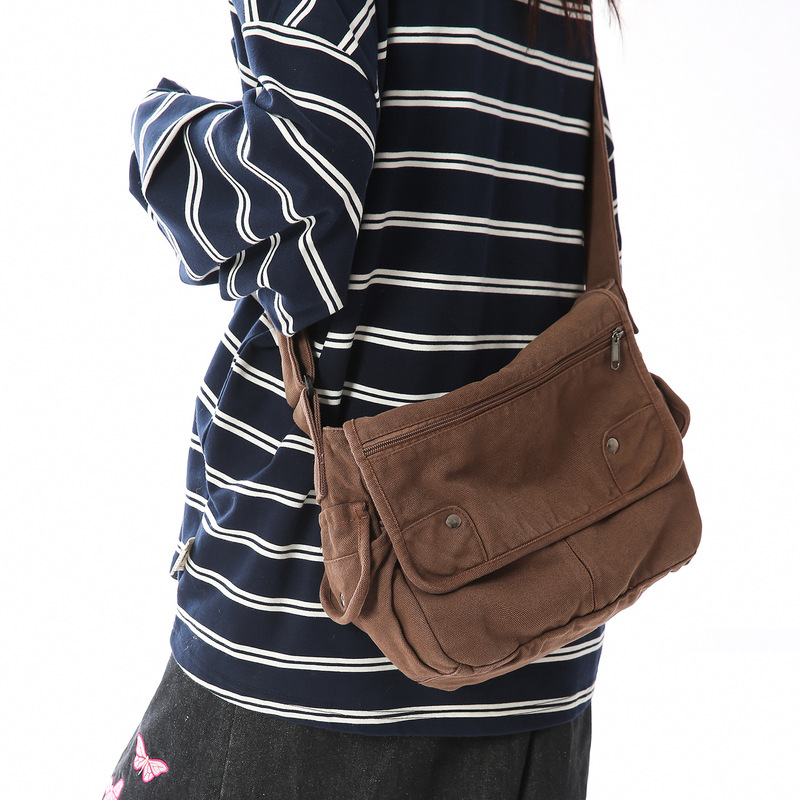 2026 Summer New Crossbody Bag Retro Canvas Bag Unisex Messenger Bag Casual Commuter Bag College Student Class Bag