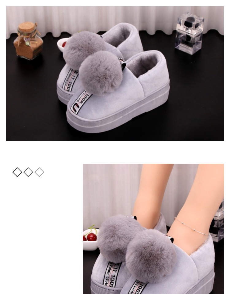 Dép cotton của phụ nữ với mùa đông dày phía dưới giày lông dễ thương nhà chống trượt dép trong nhà của phụ nữ giày cao gót ấm áp dép adidas