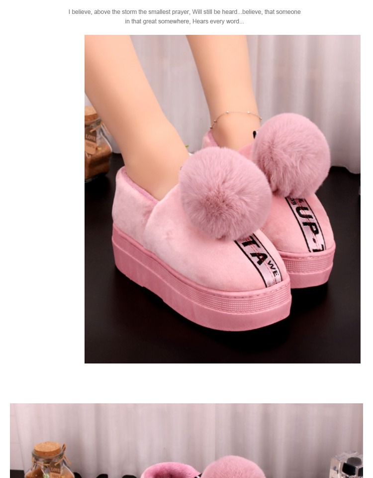 Dép cotton của phụ nữ với mùa đông dày phía dưới giày lông dễ thương nhà chống trượt dép trong nhà của phụ nữ giày cao gót ấm áp dép adidas