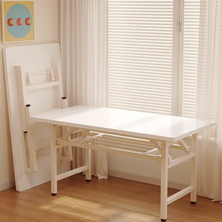 クリーム色の折りたたみテーブル、長方形のトレーニングテーブル、シンプルな学習ライティングテーブル、家庭用デスクトップコンピュータテーブル、デスク