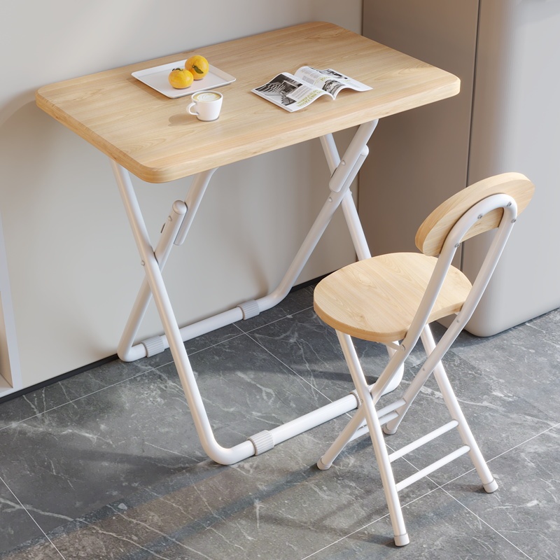 Portable Folding Table, Dining Table, Small Table for One Person, Computer Table, Modern Simple Long Table, Leisure Home Table and Chairs