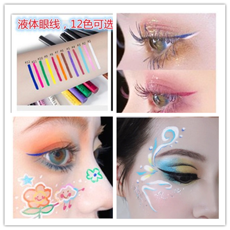 Stage makeup color liquid eyeliner matte white Christmas elk snow creative makeup waterproof quick-drying play makeup