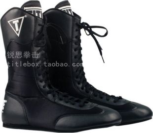(Delivery from the United States) TITLE boxing shoes super high-top boxing boots competition training breathable non-slip men and women black