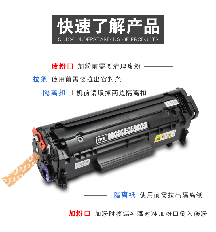 Ấn Độ áp dụng hộp mực HP1020 hp1005 dễ dàng để thêm bột 12A q2612a Hộp mực máy in HP m1005 - Hộp mực