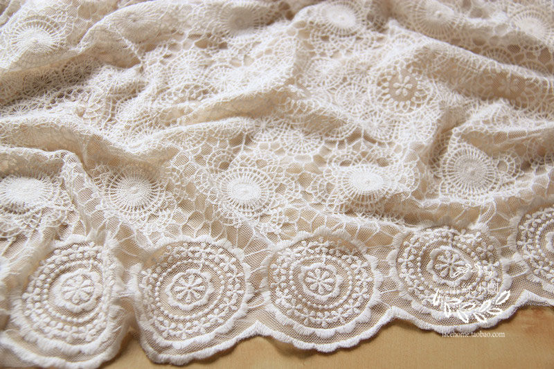 Japanese single clothing circle embroidery mesh fabric lace handmade cloth scarf diy fabric
