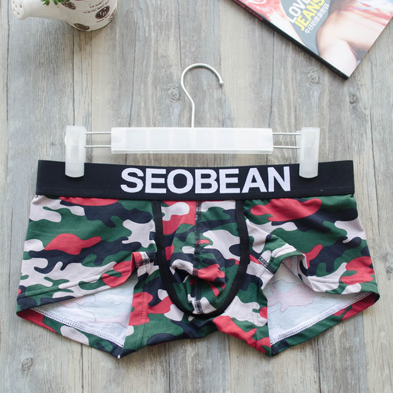 SEOBEAN Hibbing Nam Quần Cotton Căng Mùa Hè Thoáng Khí Thấp Eo Boxer Jungle Sa Mạc Dương Ngụy Trang