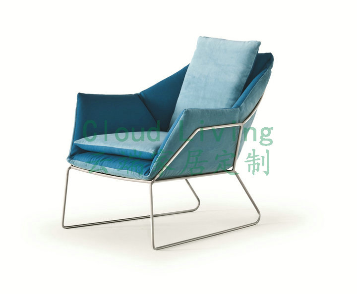 Ghế phòng chờ Sabah New York Ghế sofa đơn Vải giả da Kim loại Sáng tạo Bắc Âu Thiết kế nội thất cổ điển - Đồ nội thất thiết kế ghế phòng khách