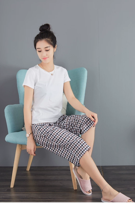 Bán chạy nhất mùa hè đồ ngủ phụ nữ lỏng lẻo quần cotton kích thước lớn quần sống cao eo cotton thường xuyên quần nhà có thể được mặc quan sot nam