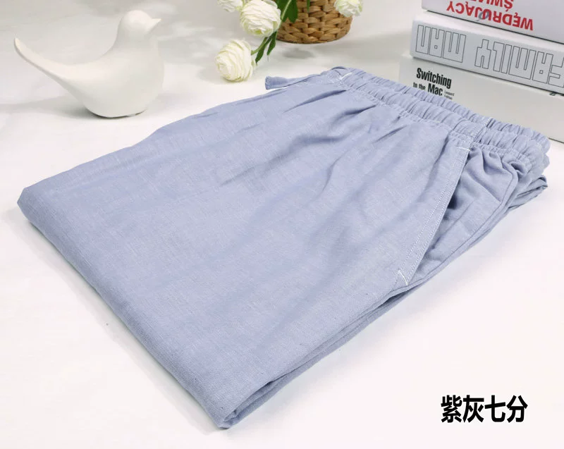 Mùa hè quần tây pyjama quần nam mỏng phần cotton lỏng nhà quần short mỏng phần thường điều hòa không khí quần nam đồ ngủ mùa hè