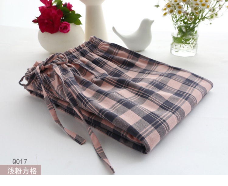 Mùa hè quần ngủ mới của phụ nữ quần cotton kẻ sọc rộng kích thước lớn mùa xuân và mùa thu quần cotton nhà quần short jean nam