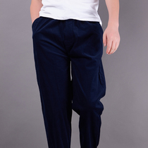 Spring middle-aged mens cotton soft corduroy loose size Cotton pajama pants home pants placket