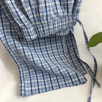 Large size mens pajama pants mens summer trousers cotton loose thin cotton plaid high waist beach pajama pants home pants
