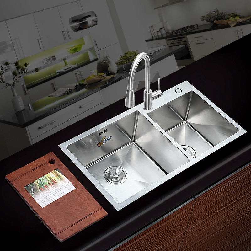 German hand-made sink double-slot thickened high-quality stainless steel sink kitchen sink dish wash basin sink set