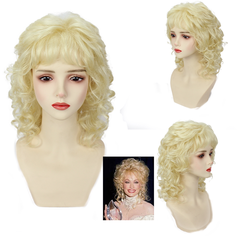 Housewife 50S, 60S, 70S Dolly Parton Celebrity Style Small Curls Foreign Trade Fashion Golden Curls