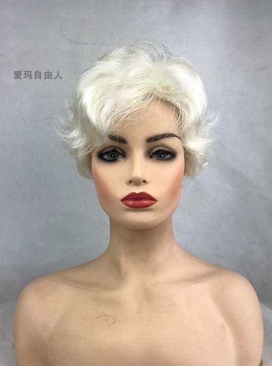Marilyn Monroe Silver-White Short Hair Elderly Style European and American Milky White Wig Cosplay Wig Monroe Wig