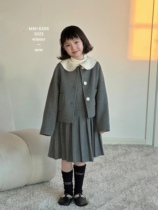 Pola Korea MM Girls Cashmere Coat 2023 Winter Temperament Small Fragrance Double-sided Cashmere Skirt Set