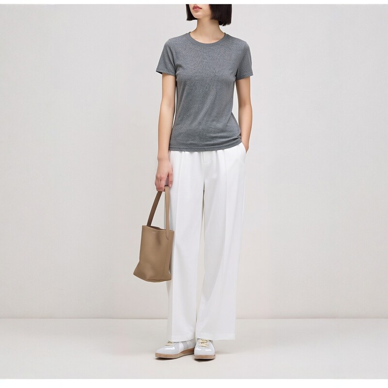 [E606] High-End Fabric from Jieli Mi Han, Excellent Quality, Summer High-Waisted Straight-Leg Women's Cropped Pants, Loose Fit