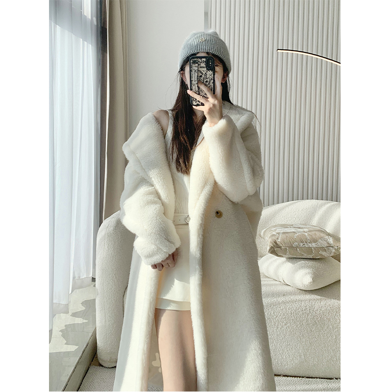 Puti Clothing 2026 Autumn/Winter m Brand Cream White Teddy Bear Coat Women's Fur Particle Oversized Mid-Length Jacket Puti Clothing 2026 Autumn/Winter m Brand Cream White Teddy Bear Coat Women's Fur Particle Oversized Mid-Length Jacket