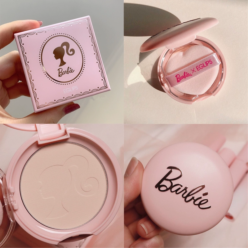 Spot Korea Eglips x Barbie Barbie Limited Pressed Powder Macaron Makeup Oil Control Soft Coke Matte Powder - Bột nén