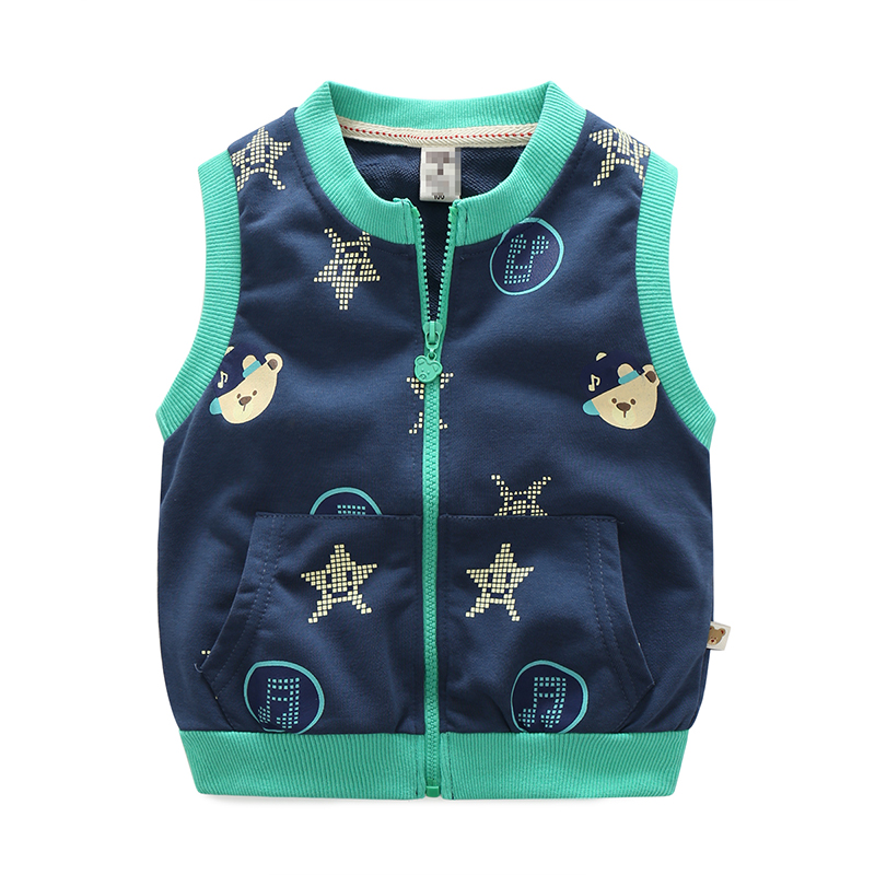 Mùa xuân 2018 và mùa xuân mới cho trẻ em một lớp vest mỏng bé gấu dây kéo áo len bé trai vest vest M154 quần áo trẻ em