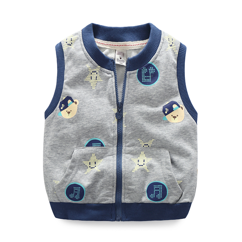 Mùa xuân 2018 và mùa xuân mới cho trẻ em một lớp vest mỏng bé gấu dây kéo áo len bé trai vest vest M154 quần áo trẻ em